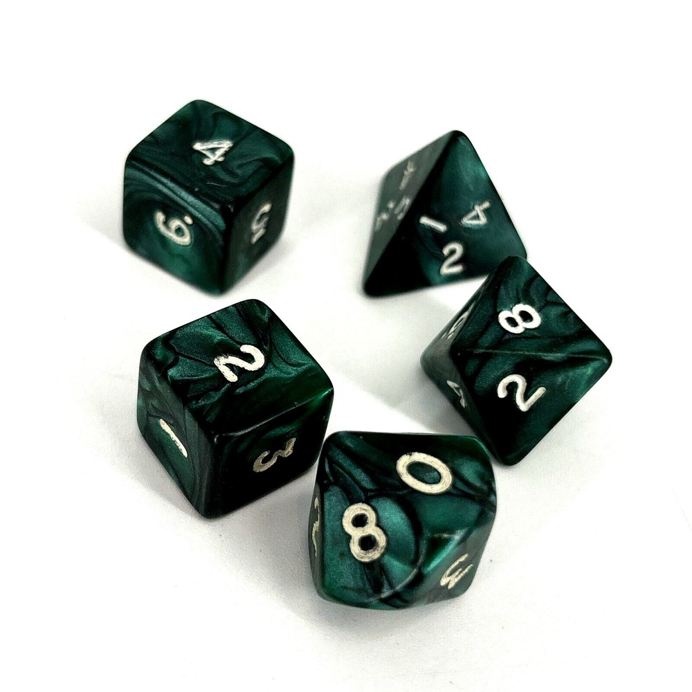 King‎ Cards Green Pearl OOP Dice Set of 5 RPG D&D Tabletop KingCards